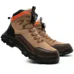 Men’s leather waterproof hiking boots with rugged soles and water-resistant finish.15