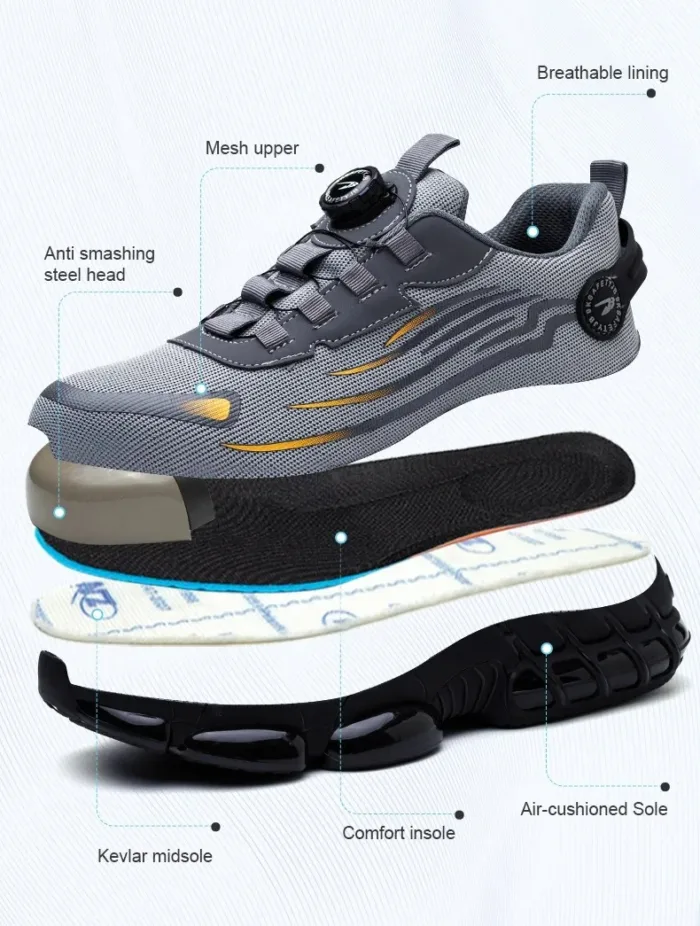 9KSAFETYJB Rotary Button Safety Work Shoes | Zeal 665GY